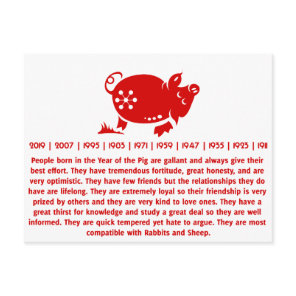 CHINESE ZODIAC PIG PAPERCUT ILLUSTRATION POSTCARD