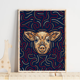 Chinese Zodiac Pig Zodiac Digital Print