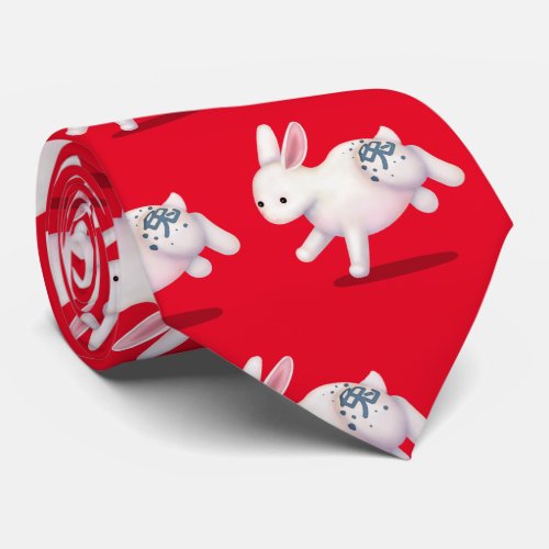 Chinese Zodiac Rabbit Cute Astrology Sign Neck Tie