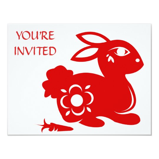 chinese zodiac rabbit papercut illustration invitation zazzle com