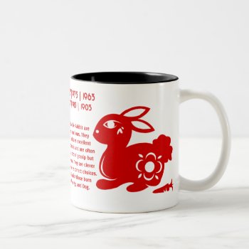 Chinese Zodiac Rabbit Papercut Illustration Two-tone Coffee Mug by paper_robot at Zazzle