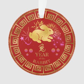 Chinese Zodiac Rabbit Red/Gold ID542