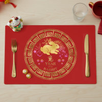Chinese Zodiac Rabbit Red/Gold ID542