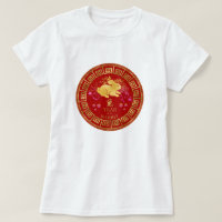 Chinese Zodiac Rabbit Red/Gold ID542 T-Shirt