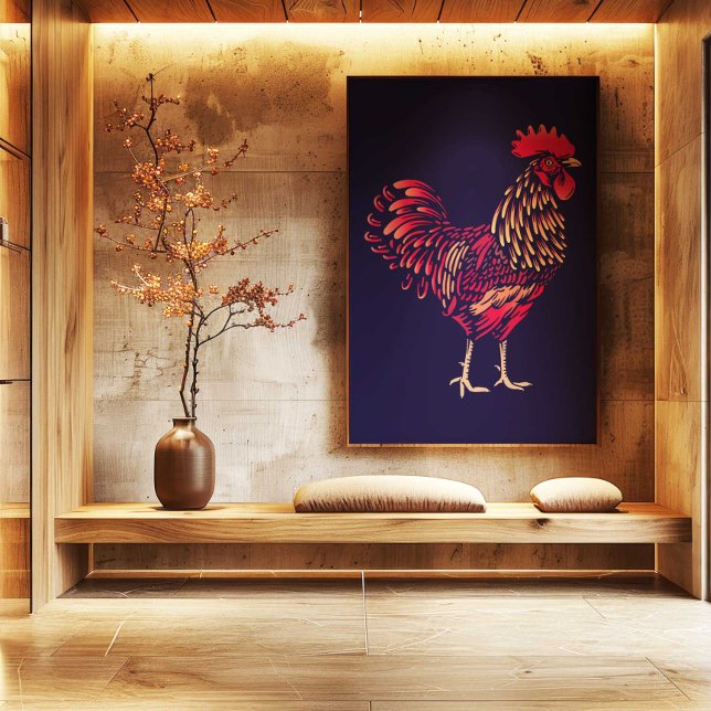 Chinese Zodiac Rooster Wall Art Print | Japandi  (Chinese Zodiac Rooster Wall Art Print | Rustic Home Decor by TinkPrints)