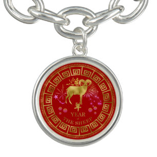 Chinese Zodiac Sheep Red/Gold ID542 Bracelet