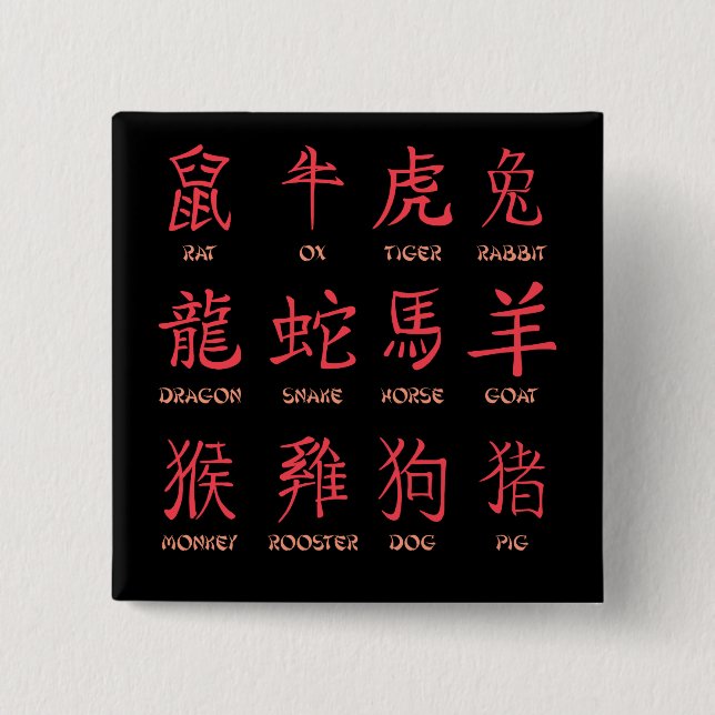 Chinese Zodiac Sign Button (Front)