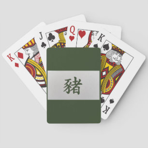 Chinese zodiac sign Pig green Poker Cards