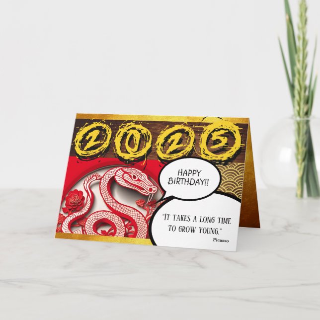 Chinese Zodiac Snake Birthday with quote HGC Card (Front)