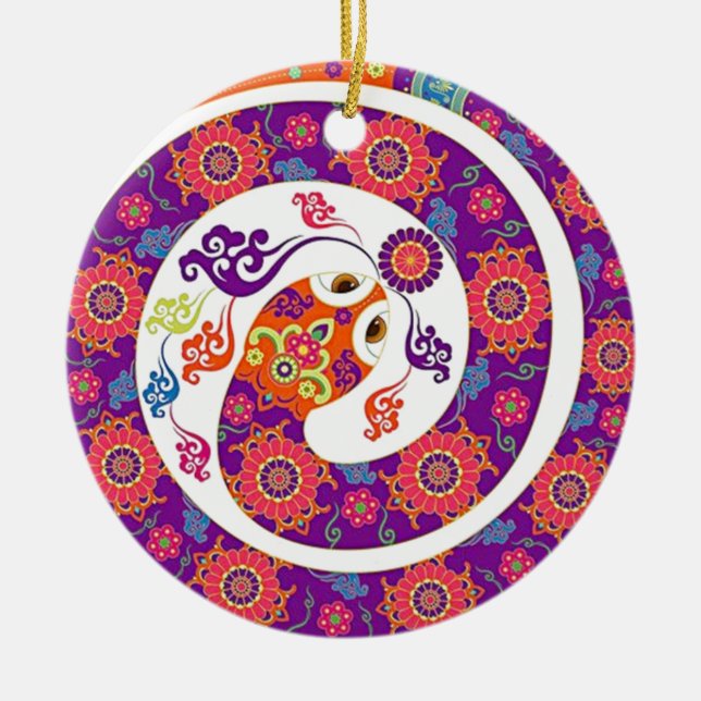 Chinese Zodiac Snake Colorful Series Ceramic Ornament (Front)