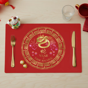 Chinese Zodiac Snake Red/Gold ID542 Placemat