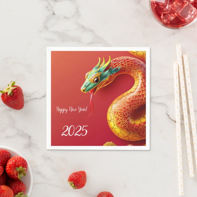 chinese zodiac symbol new year 2025 snake asian st napkins (Insitu)