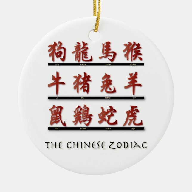 Chinese Zodiac Symbols Ceramic Ornament (Front)