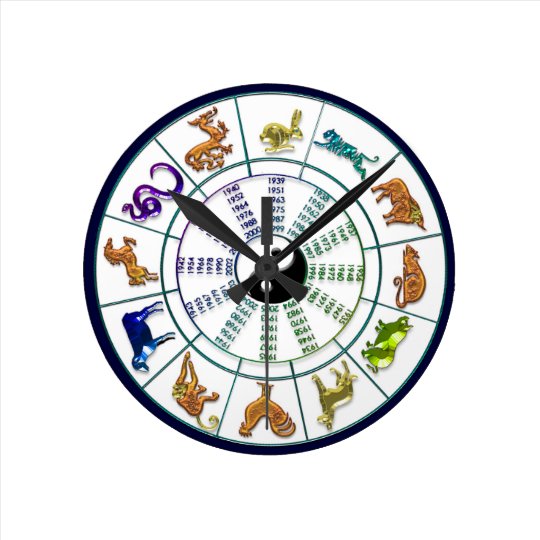 Chinese Zodiac Wheel, Chinese New Year Round Clock | Zazzle