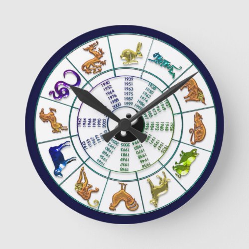 Chinese Zodiac Wheel Chinese New Year Round Clock
