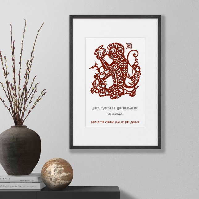 Chinese Zodiac Year Of Monkey Birthday Print Gift (Creator Uploaded)