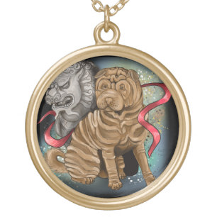 Chinese Zodiac Year of the Dog Gold Plated Necklace