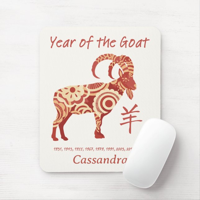 Chinese Zodiac Year Of The Goat Animal Sign  Mouse Pad (With Mouse)