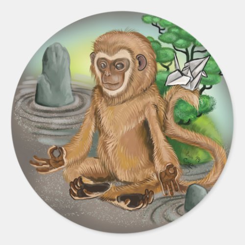 Chinese Zodiac Year of the Monkey Classic Round Sticker