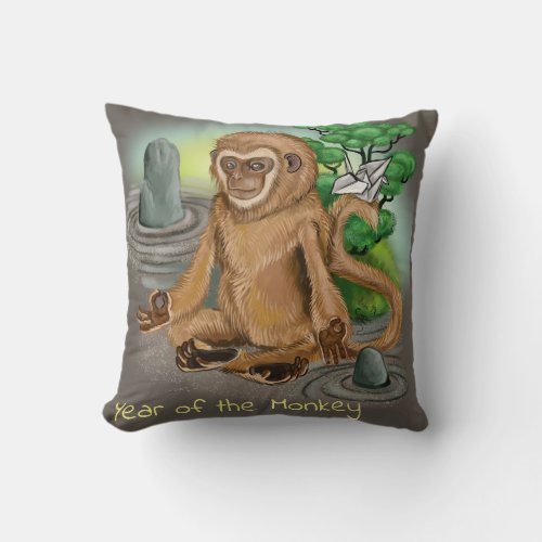 Chinese Zodiac Year of the Monkey Throw Pillow