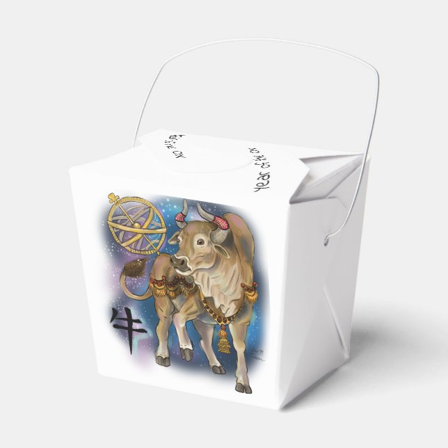 Chinese Zodiac Year of the Ox Favor Boxes (Front Side)