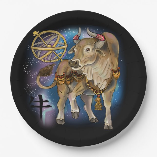 Chinese Zodiac Year of the Ox  Paper Plates (Front)