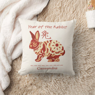 Chinese Zodiac Year Of The Rabbit Animal Sign  Throw Pillow