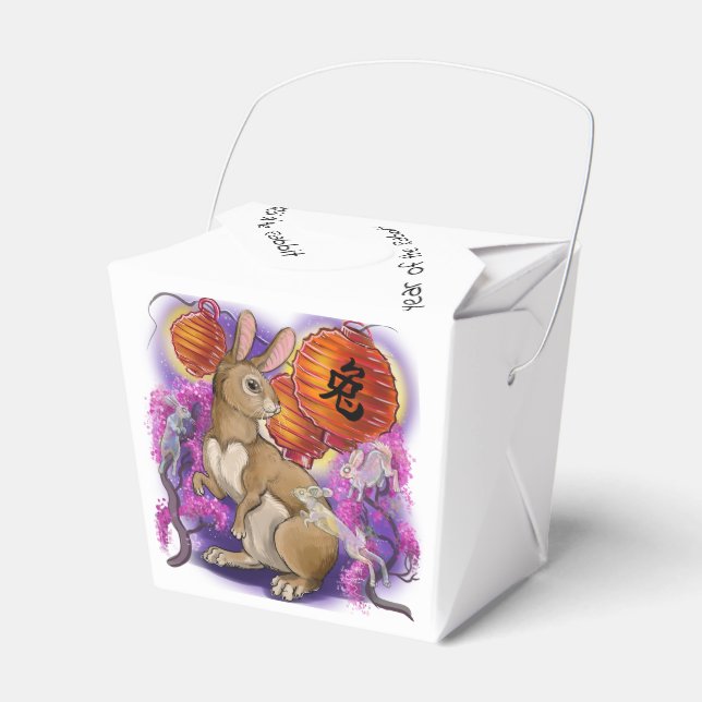 Chinese Zodiac Year of the Rabbit Favor Boxes (Front Side)