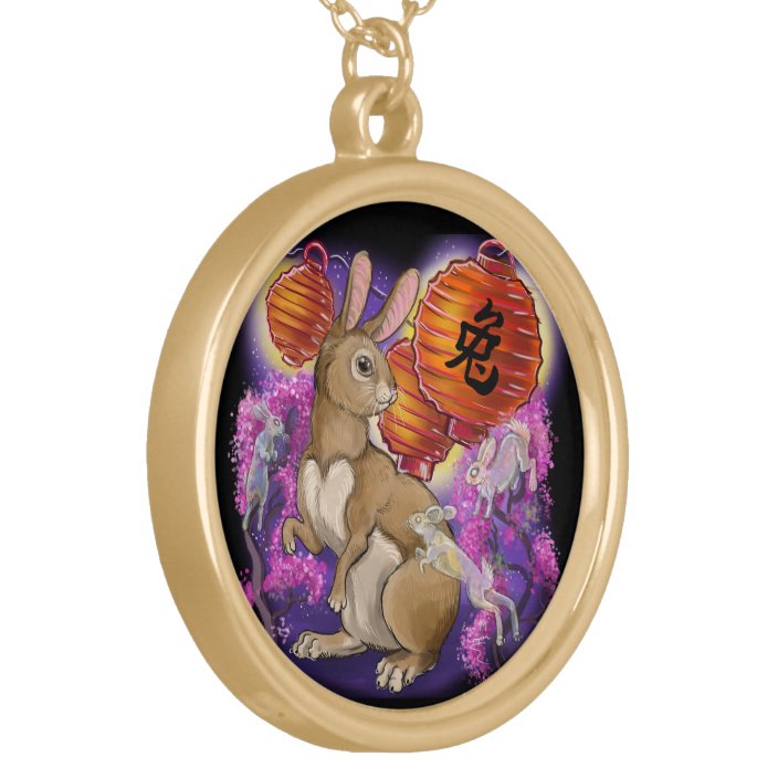 Chinese Zodiac Year of the Rabbit Gold Plated Necklace | Zazzle.com