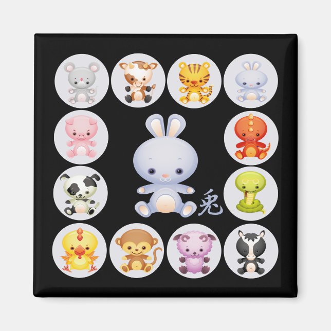 Chinese Zodiac Year of the Rabbit Magnet (Front)