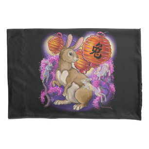 Chinese Zodiac Year of the Rabbit Pillow Case