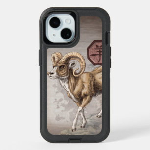 Chinese Zodiac Year of the Ram Art iPhone 15 Case