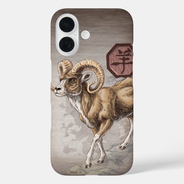 Chinese Zodiac Year of the Ram Art iPhone Case (Back)