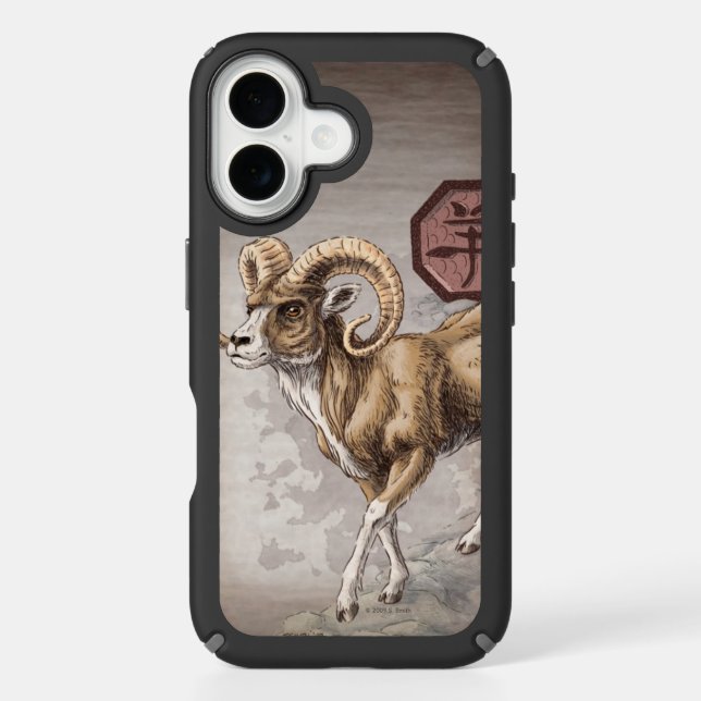 Chinese Zodiac Year of the Ram Art Speck iPhone Case (Front)