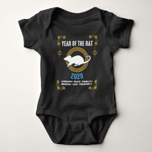 Chinese Zodiac Year of The Rat 2020 Inspirational Baby Bodysuit