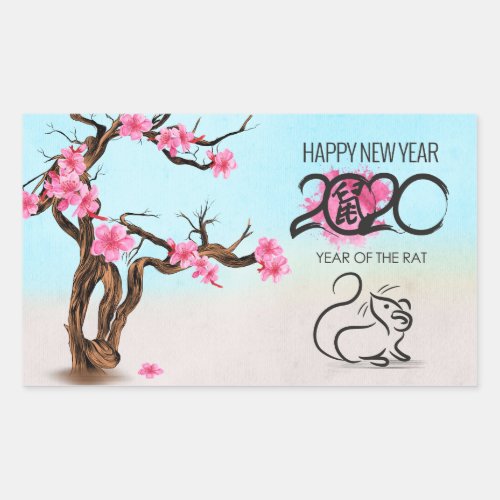 Chinese Zodiac Year of the Rat 2020 Rectangular Sticker