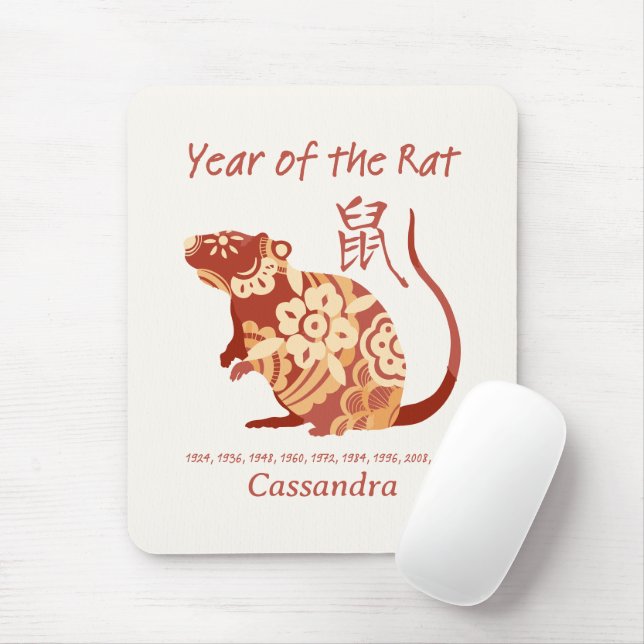 Chinese Zodiac Year Of The Rat Animal Sign  Mouse Pad (With Mouse)