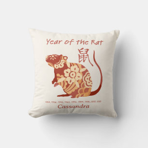 Chinese Zodiac Year Of The Rat Animal Sign  Throw Pillow