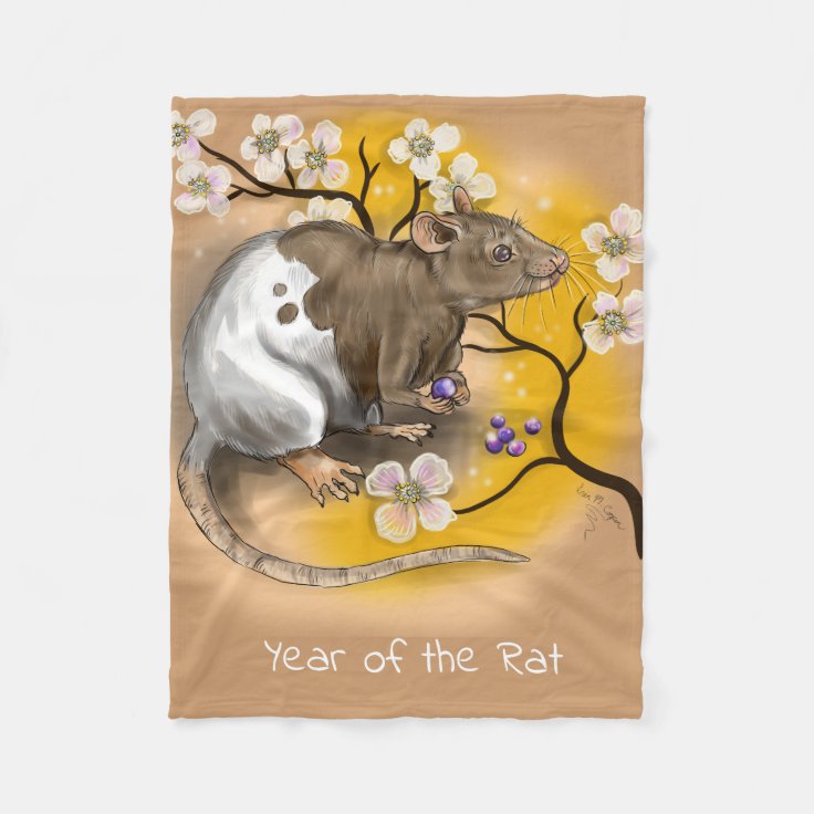Chinese Zodiac Year of the Rat Fleece Blanket Zazzle