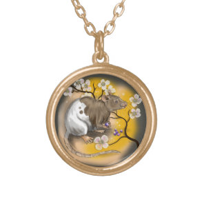 Chinese Zodiac Year of the Rat Gold Plated Necklace
