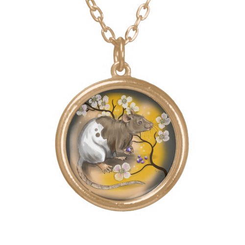 Chinese Zodiac Year of the Rat Gold Plated Necklace