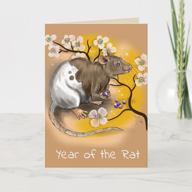 Chinese Zodiac Year of the Rat Holiday Card (Front)