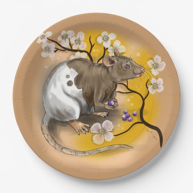 Chinese Zodiac Year of the Rat Paper Plates (Front)
