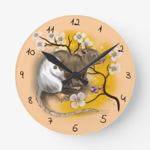 Chinese Zodiac Year of the Rat Round Clock