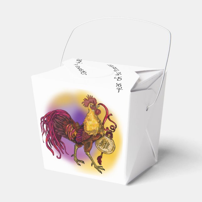 Chinese Zodiac Year of the Rooster Favor Boxes (Front Side)