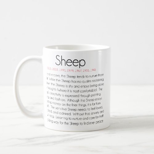 Chinese Zodiac Year of the Sheep 2 Coffee Mug