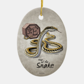 Chinese Zodiac Year of the Snake Art Ceramic Ornament