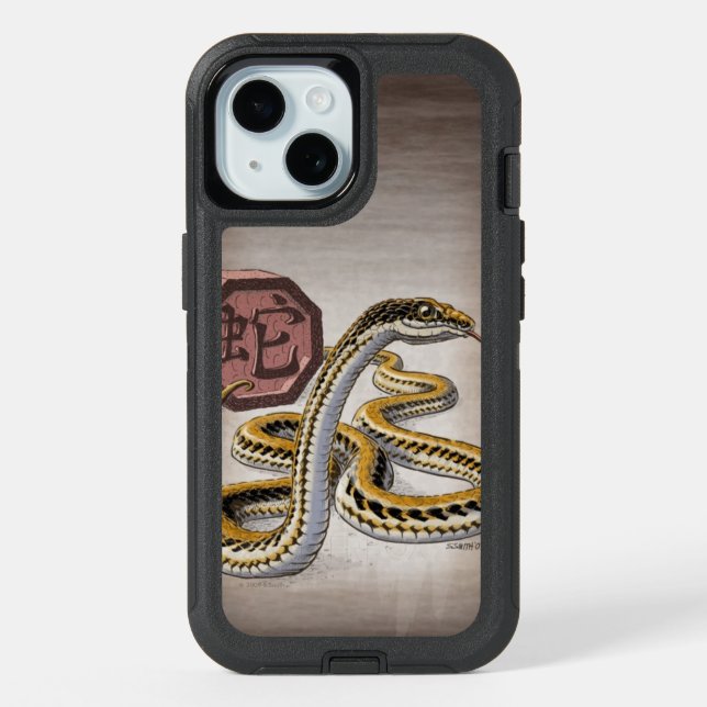 Chinese Zodiac Year of the Snake Art  iPhone 15 Case (Back)