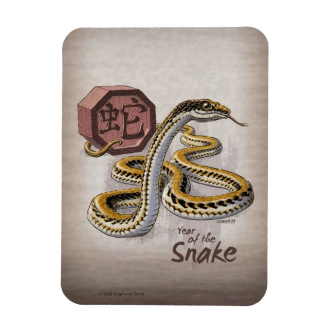 Chinese Zodiac Year of the Snake Art Magnet (Vertical)