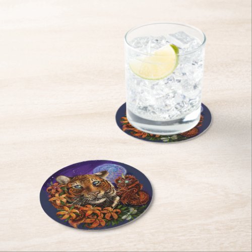 Chinese zodiac year of the Tiger 2022 New Art Round Paper Coaster